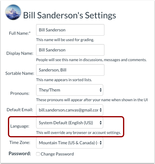 Language Settings